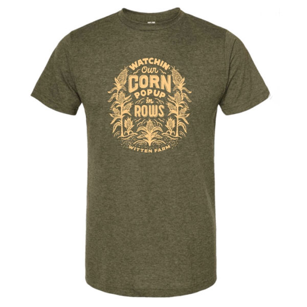 Witten Farm Market T-shirt Corn Rows Olive Front